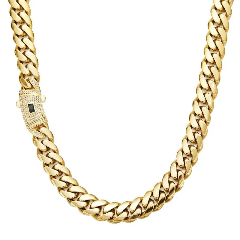 ✨ Cash on Delivery 🎵 14K Gold-Plated Cuban Chain – Necklace & Bracelet 2-in-1 Wearable Design | Latest Electroplating Rust-Proof | 14mm Miami Hip-Hop Style | Best Gift for Men & Women Couples – Free Shipping