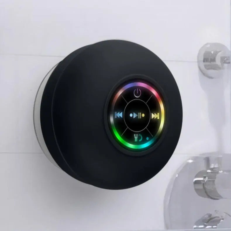 Mini Bluetooth Shower Speaker with LED Light - Portable IPX4 Waterproof Hands-Free Speakerphone for Beach Shower & Home