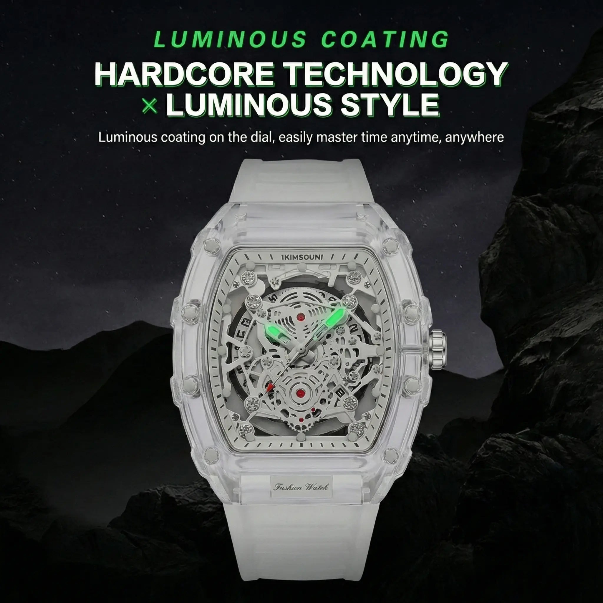 Men's White Luxury Barrel-shaped Transparent Waterproof Quartz Watch - Stylish Daily & Festival Gift with Box 🎵 Free Shipping & Cash on Delivery 📊