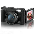 GLOBAL PICK 4K Digital Camera - 48MP Vlogging Camera with 16X Zoom Flip Screen, 32GB Card, Portable Compact Black Camera Summer Gift