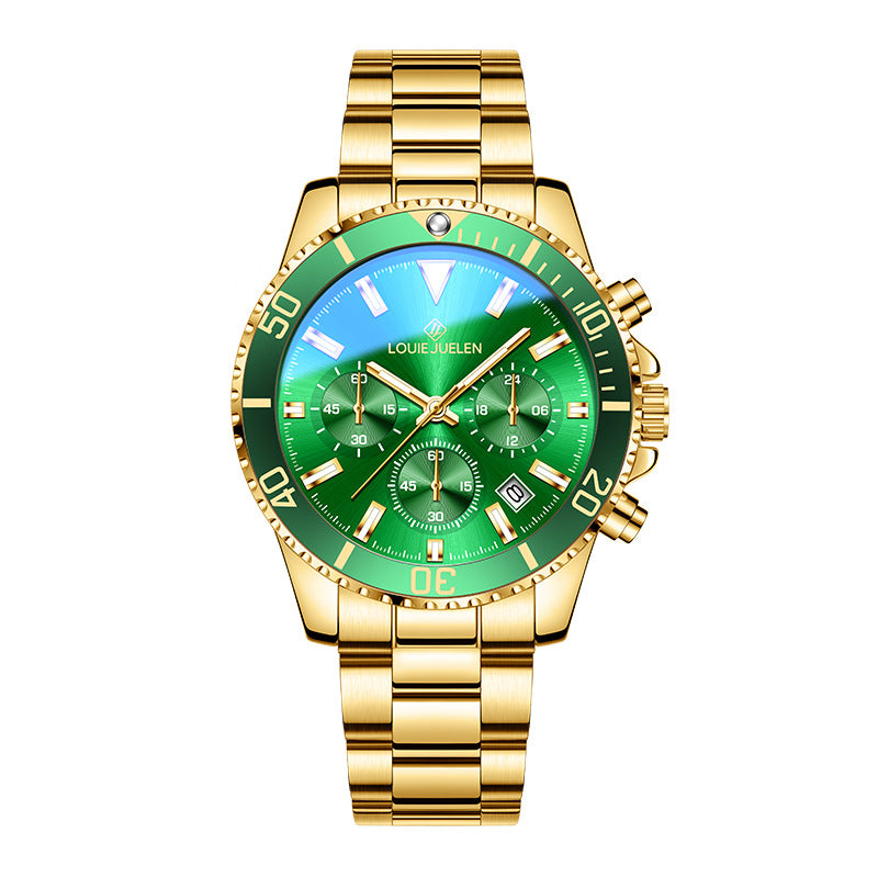 LOUIE JUELEN Green Ghost Series Men's Watch – 42mm Swiss Movement, Sapphire Crystal, Classic Green Dial Design, Swiss Craftsmanship, Gift Box Included