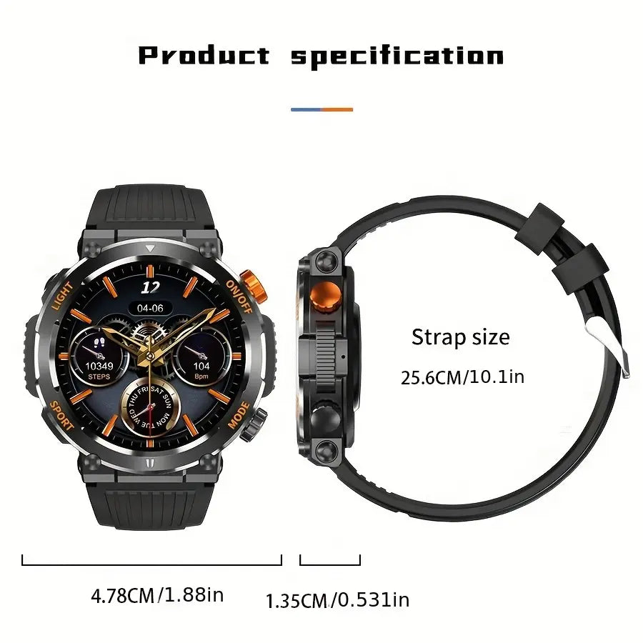 1.46 Inch HD Screen Smartwatch - Multi-functional Outdoor Sports Fitness Tracker with Wireless Calling, Multi-sport Mode, Pedometer, LED Light & Waterproof Health Watch for Android iOS Men Women