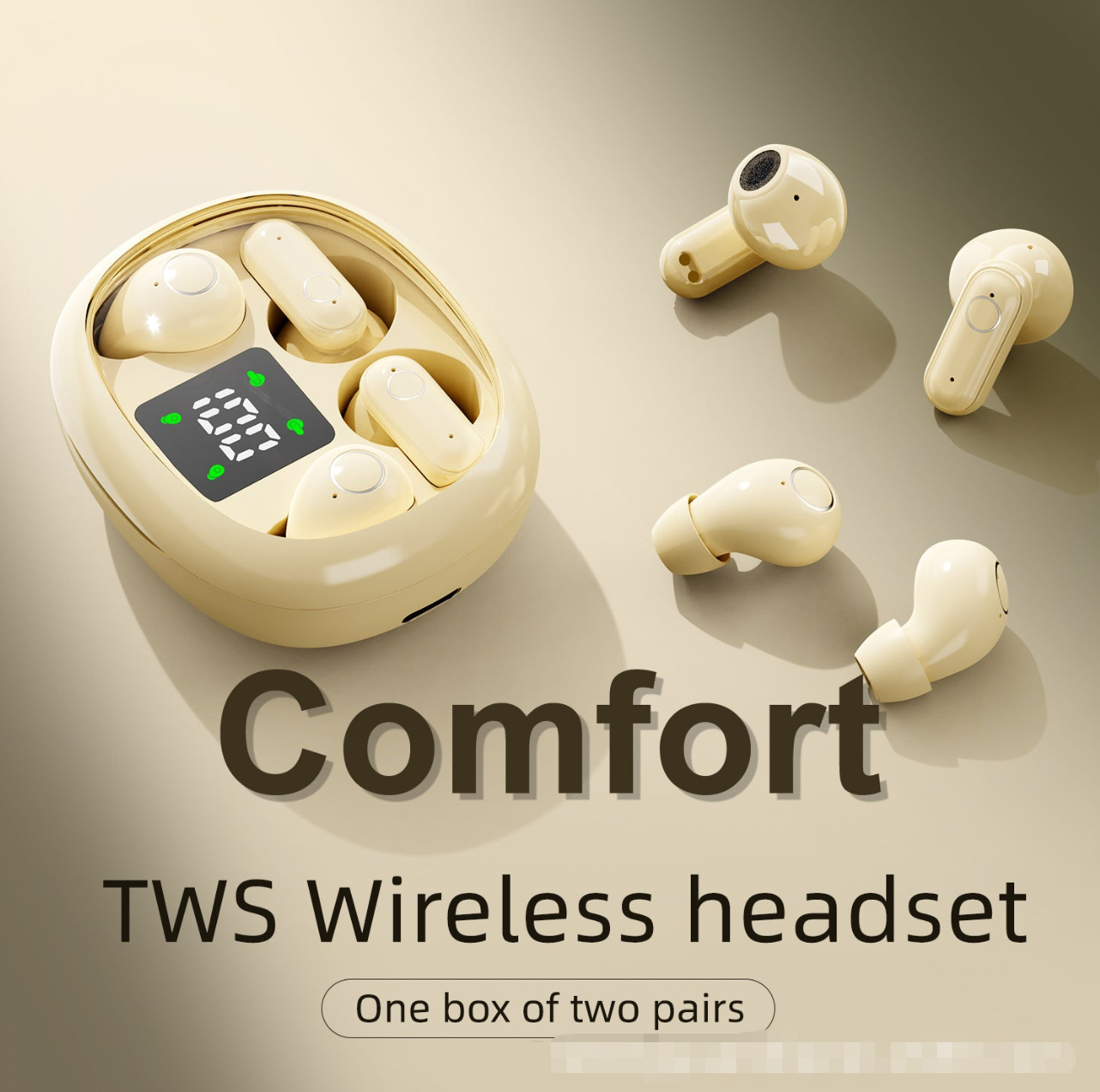🎧 Cash on Delivery 🎵 2‑Pack Space Capsule Wireless Earbuds – Bluetooth 5.4, LED Digital Display, 2g per Bud, 8H Playtime, IPX4 Waterproof – One Pair In‑Ear + One Pair Semi‑In‑Ear – Free Shipping