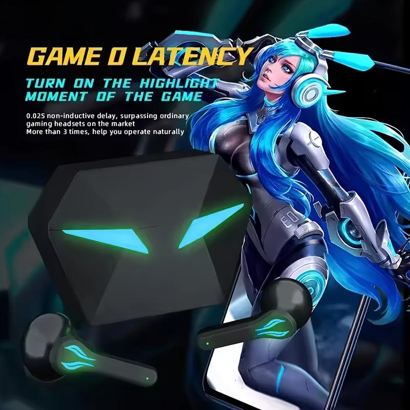 MOKATA Black Cool Blue LED Glow Bluetooth 5.4 Wireless Headphones - Electronic Gaming Accessories, 50hr Playtime, Hi-Res Immersive Sound, IPX5 Waterproof, Adjustable Durable Gamer Design, Mens Gifts, Gamer Stuff for Gaming Use
