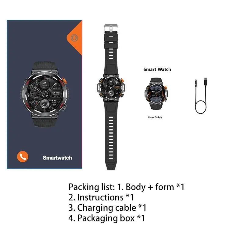 1.46 Inch HD Screen Smartwatch - Multi-functional Outdoor Sports Fitness Tracker with Wireless Calling, Multi-sport Mode, Pedometer, LED Light & Waterproof Health Watch for Android iOS Men Women