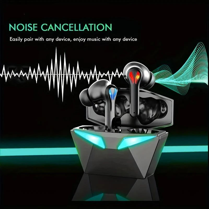 MOKATA Black Cool Blue LED Glow Bluetooth 5.4 Wireless Headphones - Electronic Gaming Accessories, 50hr Playtime, Hi-Res Immersive Sound, IPX5 Waterproof, Adjustable Durable Gamer Design, Mens Gifts, Gamer Stuff for Gaming Use