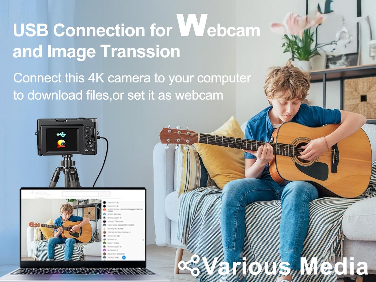 GLOBAL PICK 4K Digital Camera - 48MP Vlogging Camera with 16X Zoom Flip Screen, 32GB Card, Portable Compact Black Camera Summer Gift