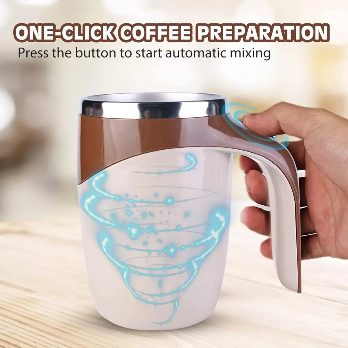 Automatic Magnetic Stirring Coffee Mug - Electric Stainless Steel Self Mixing Tumbler, Portable Rotating Mixing Cup for Home Office Travel