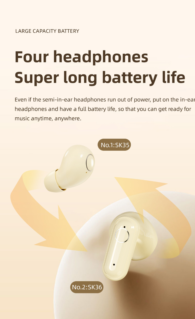 🎧 Cash on Delivery 🎵 2‑Pack Space Capsule Wireless Earbuds – Bluetooth 5.4, LED Digital Display, 2g per Bud, 8H Playtime, IPX4 Waterproof – One Pair In‑Ear + One Pair Semi‑In‑Ear – Free Shipping
