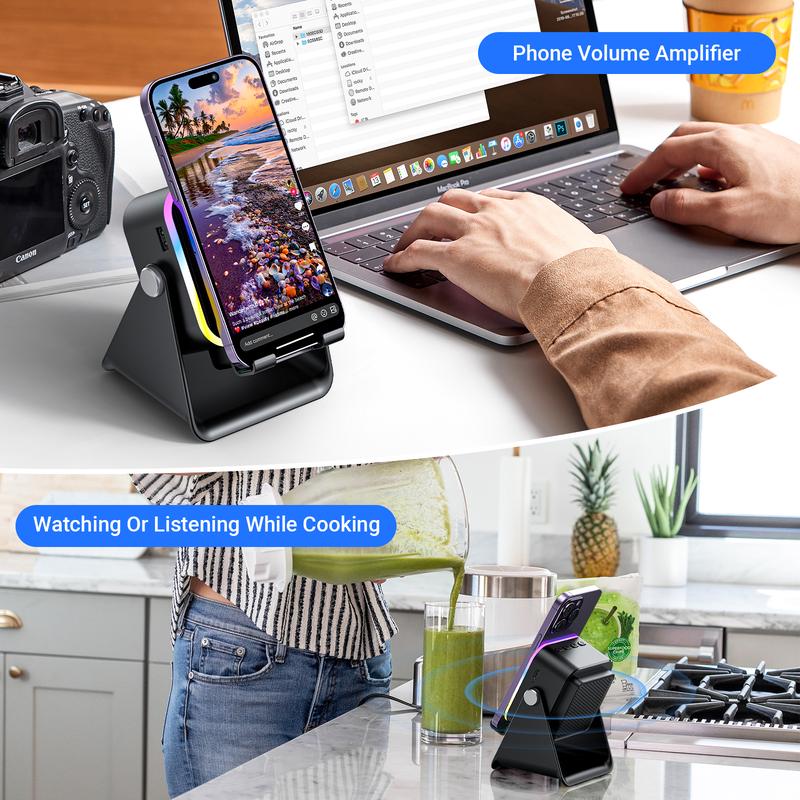 5000mAh Bluetooth 5.3 Speaker with Stand – Portable Wireless Sound Box, 360° Colorful Breathing Light, Dual Modes