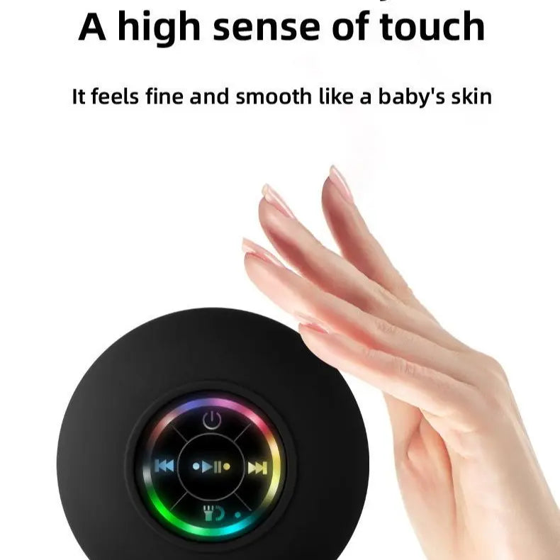 Mini Bluetooth Shower Speaker with LED Light - Portable IPX4 Waterproof Hands-Free Speakerphone for Beach Shower & Home