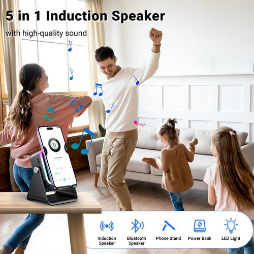 5000mAh Bluetooth 5.3 Speaker with Stand – Portable Wireless Sound Box, 360° Colorful Breathing Light, Dual Modes