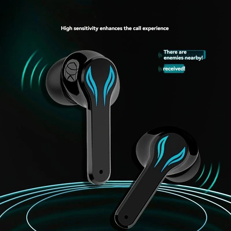 MOKATA Black Cool Blue LED Glow Bluetooth 5.4 Wireless Headphones - Electronic Gaming Accessories, 50hr Playtime, Hi-Res Immersive Sound, IPX5 Waterproof, Adjustable Durable Gamer Design, Mens Gifts, Gamer Stuff for Gaming Use