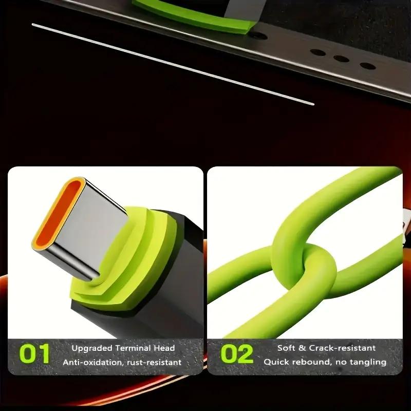 ⚡ Cash on Delivery 🎵 Buy 1 Get 1 Free 240W Silicone Smart Dual Type-C Fast Charging Cable – High-Power USB-C to USB-C – 1.5m – Free Shipping