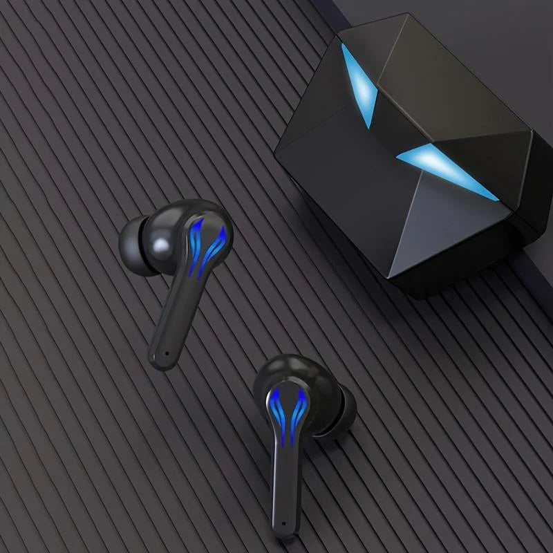 MOKATA Black Cool Blue LED Glow Bluetooth 5.4 Wireless Headphones - Electronic Gaming Accessories, 50hr Playtime, Hi-Res Immersive Sound, IPX5 Waterproof, Adjustable Durable Gamer Design, Mens Gifts, Gamer Stuff for Gaming Use
