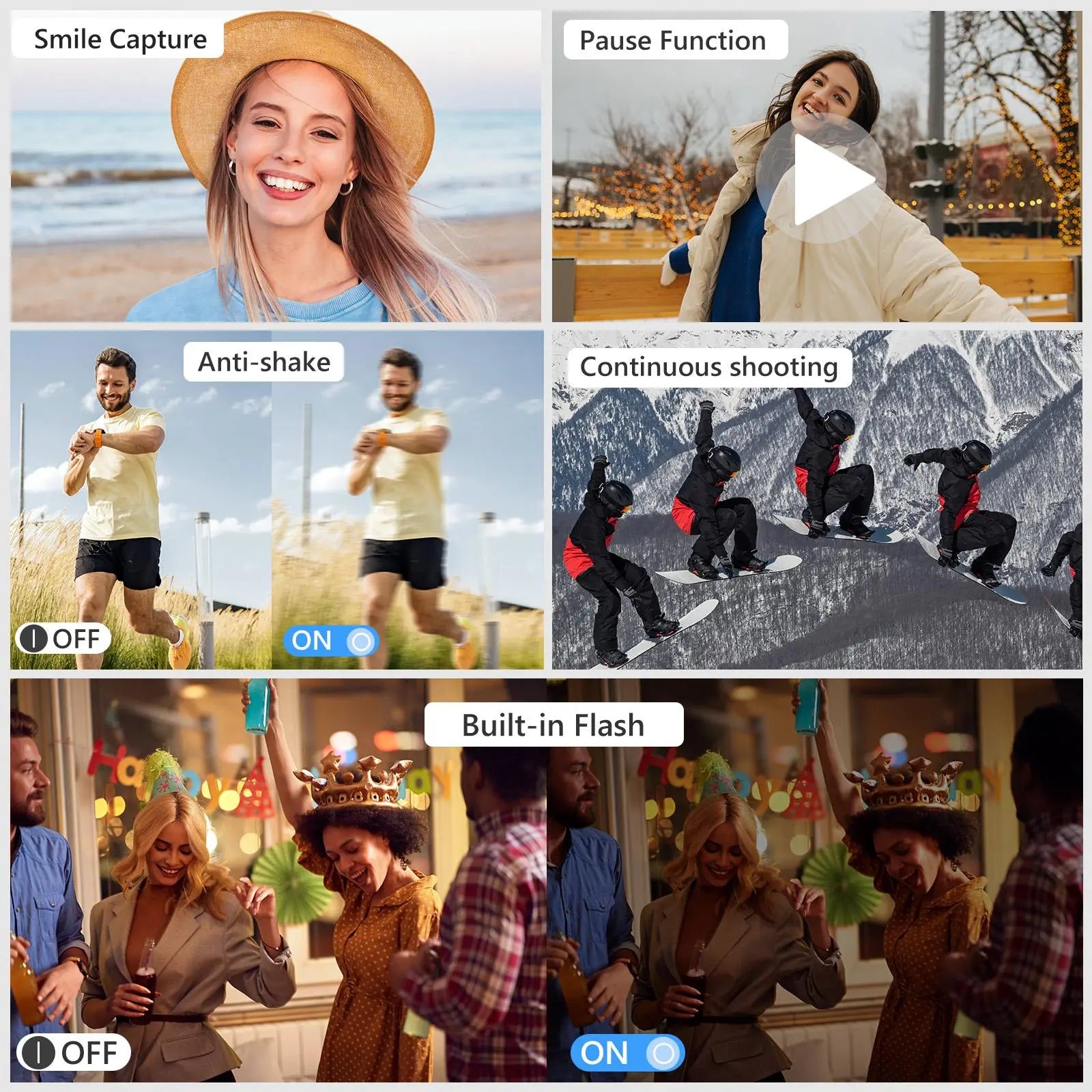 GLOBAL PICK 4K Digital Camera - 48MP Vlogging Camera with 16X Zoom Flip Screen, 32GB Card, Portable Compact Black Camera Summer Gift