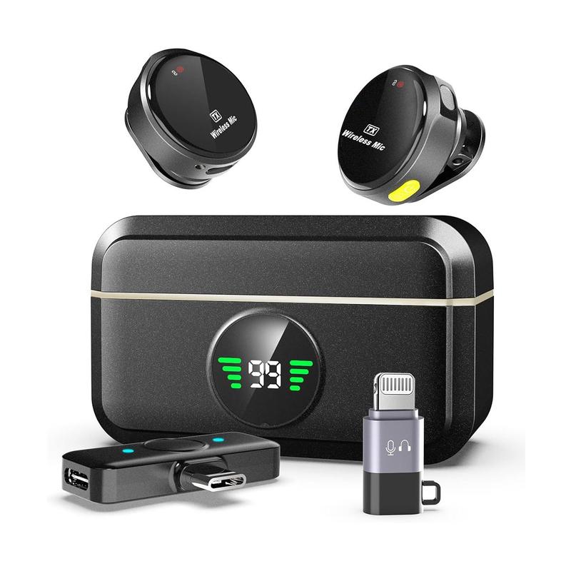 🎙️ Cash on Delivery 📦 2-in-1 Clip-On Wireless Microphone – 2.4G Wireless Tech, Built-in Charging Case, Double Noise Reduction, 48H Battery Life, 50m Transmission, Omnidirectional Pickup, Power Display, Only 83.6g – Free Shipping