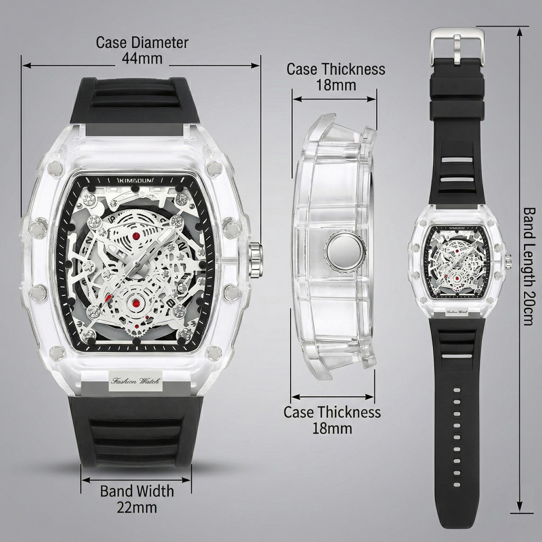Men's White Luxury Barrel-shaped Transparent Waterproof Quartz Watch - Stylish Daily & Festival Gift with Box 🎵 Free Shipping & Cash on Delivery 📊