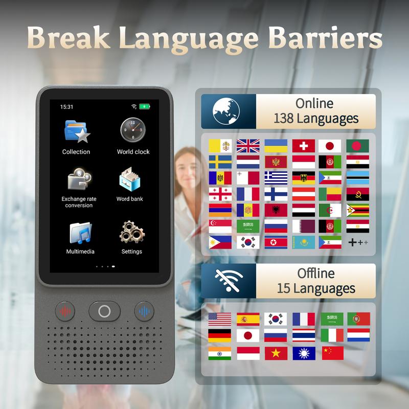 🌐 Cash on Delivery 🎵 T13 Smart Translator – Offline & WiFi Translation, 5MP Camera, 1GB RAM + 8GB Storage, 1000mAh Battery, Google Translate Engine – Free Shipping
