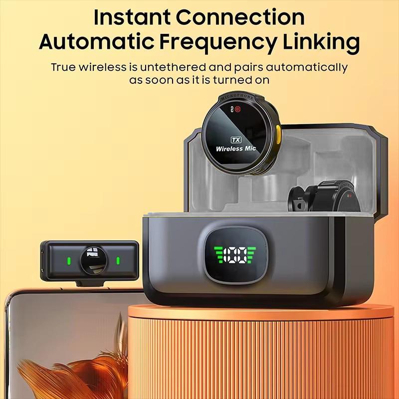 🎙️ Cash on Delivery 📦 2-in-1 Clip-On Wireless Microphone – 2.4G Wireless Tech, Built-in Charging Case, Double Noise Reduction, 48H Battery Life, 50m Transmission, Omnidirectional Pickup, Power Display, Only 83.6g – Free Shipping