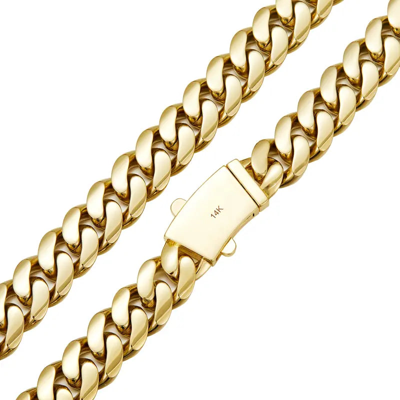 ✨ Cash on Delivery 🎵 14K Gold-Plated Cuban Chain – Necklace & Bracelet 2-in-1 Wearable Design | Latest Electroplating Rust-Proof | 14mm Miami Hip-Hop Style | Best Gift for Men & Women Couples – Free Shipping