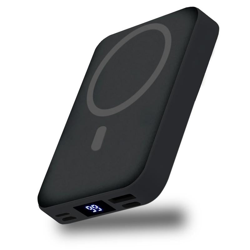 22.5W Super Fast Charging Power Bank with Built-in Cable & Stand – 10000mAh Magnetic Wireless Portable Charger, Large Capacity, USB-C/Lightning Cable, Foldable Stand