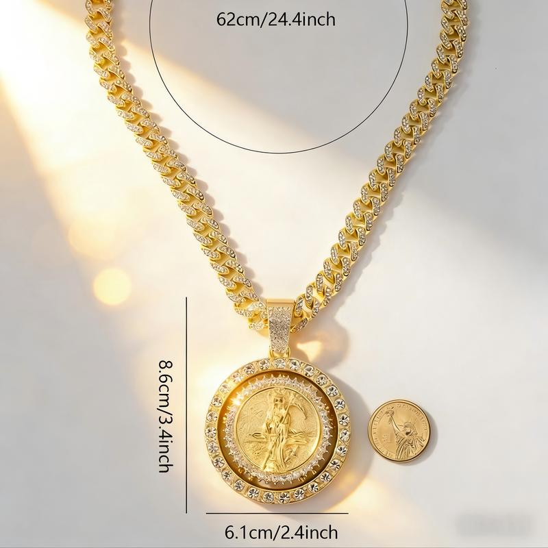 Saint Motif Rotating Pendant Necklace - Religious Bohemian Jewelry for Men and Women 🎵 Free Shipping & Cash on Delivery 📊
