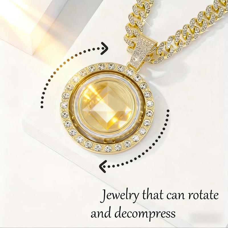 Saint Motif Rotating Pendant Necklace - Religious Bohemian Jewelry for Men and Women 🎵 Free Shipping & Cash on Delivery 📊