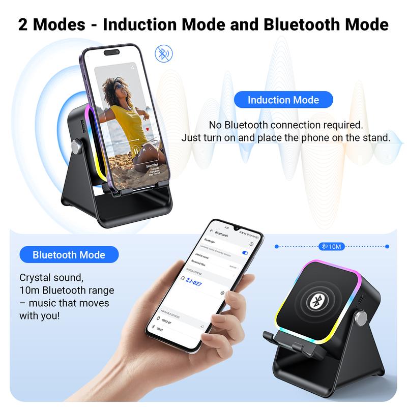 5000mAh Bluetooth 5.3 Speaker with Stand – Portable Wireless Sound Box, 360° Colorful Breathing Light, Dual Modes