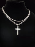⛪ Cash on Delivery 🎵 Cross Pendant & Dual Necklace Set – High End Stainless Steel Unisex Cross Charm Jewelry, Includes 45cm & 60cm Chains, All-Match Fashion Decor for Daily Party & Birthday Gift – Free Shipping