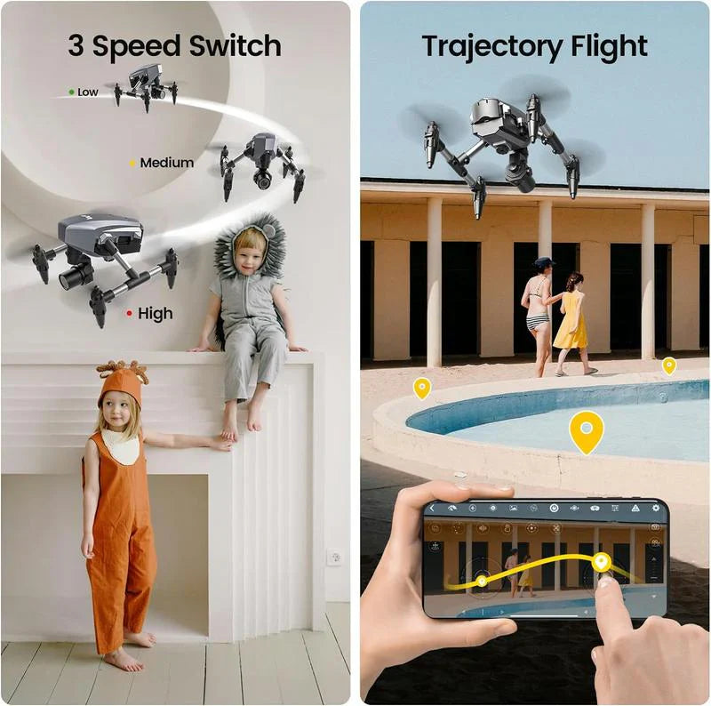 Indoor Mini FPV Drone with 1080P HD Camera – Optical Flow Positioning, 3 Batteries, Headless Mode & 3D Flips