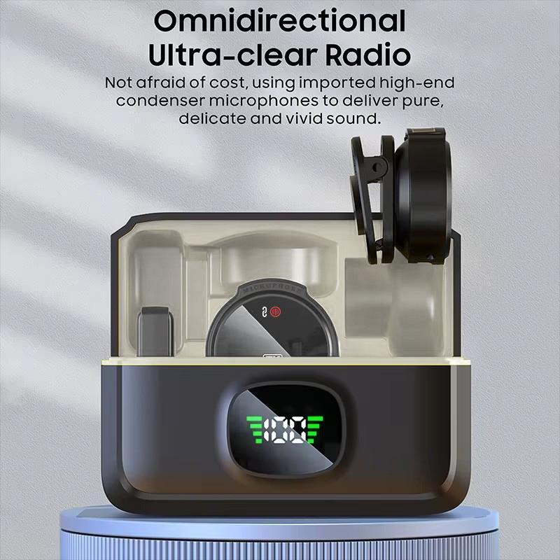 🎙️ Cash on Delivery 📦 2-in-1 Clip-On Wireless Microphone – 2.4G Wireless Tech, Built-in Charging Case, Double Noise Reduction, 48H Battery Life, 50m Transmission, Omnidirectional Pickup, Power Display, Only 83.6g – Free Shipping
