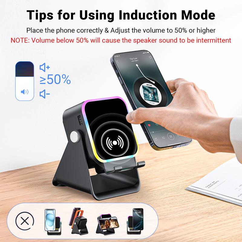 5000mAh Bluetooth 5.3 Speaker with Stand – Portable Wireless Sound Box, 360° Colorful Breathing Light, Dual Modes